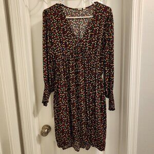 GAP Long Sleeve Black Floral Dress